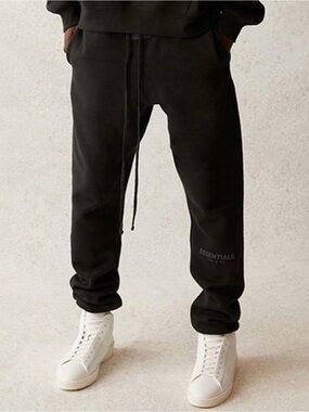 Essentials Black Logo Sweatpants Size L